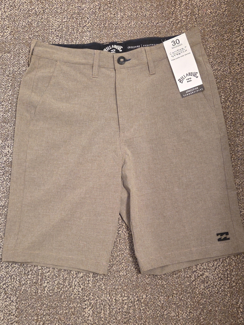 Billabong Men's Light Tan Flat Front Stretch Shorts